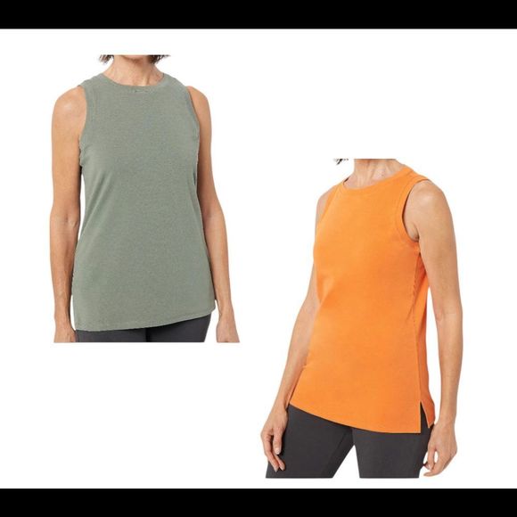 zuda 2-pack Set Long & Lean Tank Tops Green/Orange - Regular - Picture 1 of 1